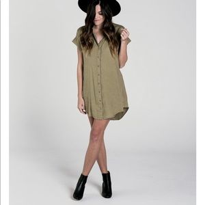 Rylee + Cru Button Shirtdress Olive